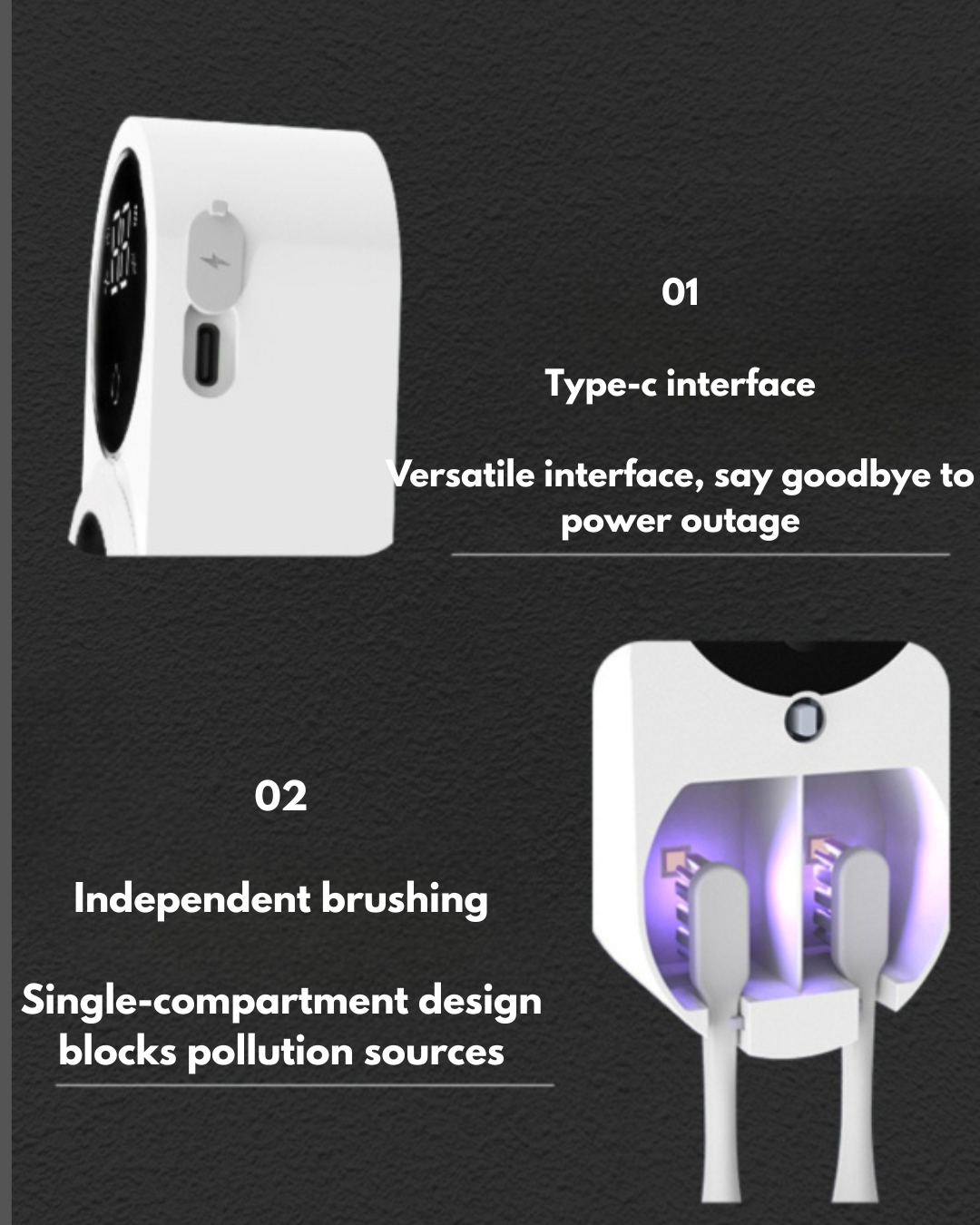Dual-Person Smart UV Cleaning Device  Toothbrush